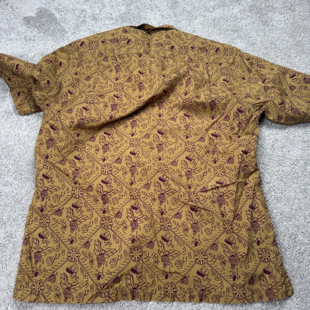 Reyn Spooner Men's Large Short Sleeve Button Up Mustard Brown 100% Cotton - Picture 4 of 5